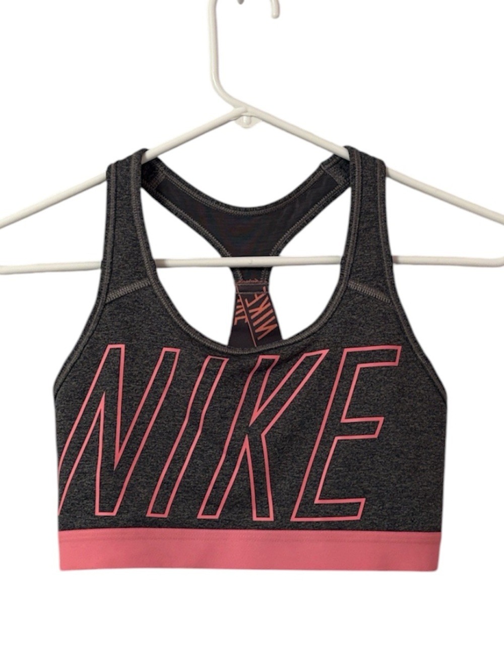 Nike Gray & Pink Criss Cross Sports Bra